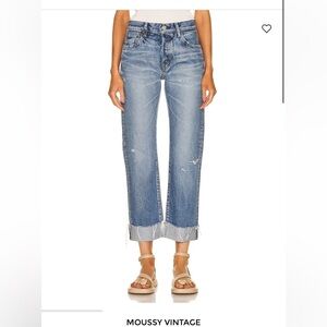 Moussy Vintage Franconia Straight Distressed Blue Jeans